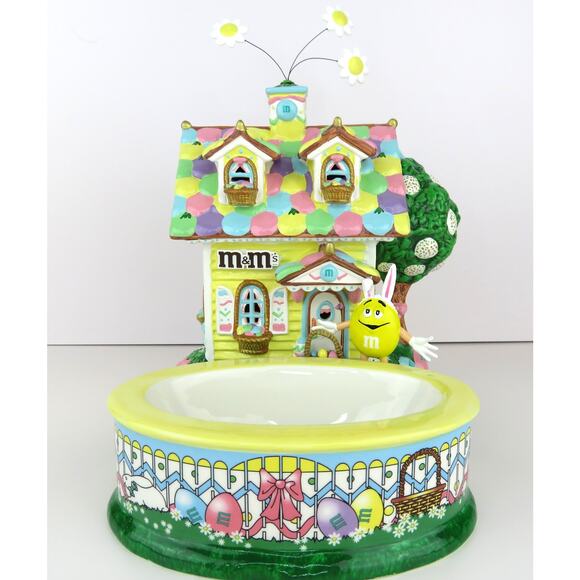 Dept 56 M&M's Easter Bunny Lighted House and Candy Dish Ceramic Easter Decor - Picture 1 of 14